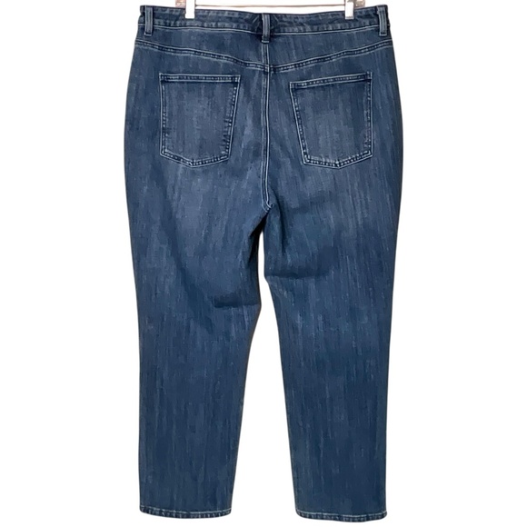 TALBOTS Cotton High Rise Straight Ankle Jean Lace Sequin Tuxedo Stripe US Sz 16 - Picture 3 of 11